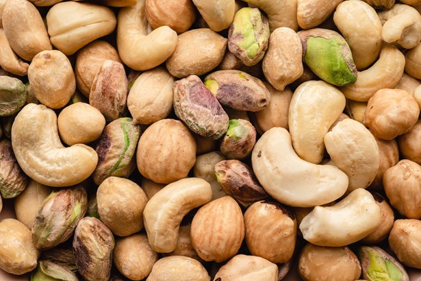 mixture of cashew, peanut and pistachio nuts